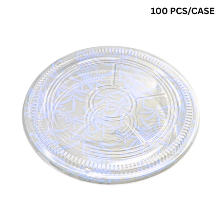Clear plastic lid with grid pattern on a white background, labeled '100 PCS/CASE'.