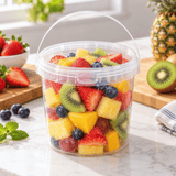 67oz PP Clear Dessert Food Storage Round Bucket W/ Lid & Handle - with food