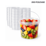 67oz PP Clear Dessert Food Storage Round Bucket W/ Lid & Handle (200 Pcs/Case)