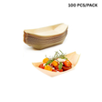 6" Pine Wooden Boat Shaped Sushi Dessert Serving Plate (100 Pcs/Pack)