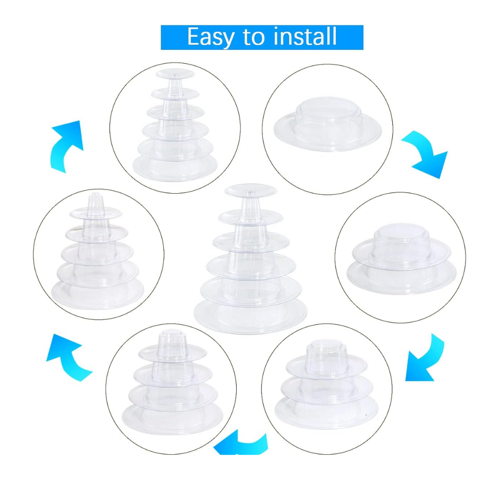 6 Tier Round Macaron Tower Display Stand - 1 Set