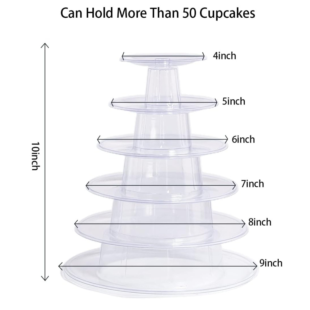 6 Tier Round Macaron Tower Display Stand - 1 Set