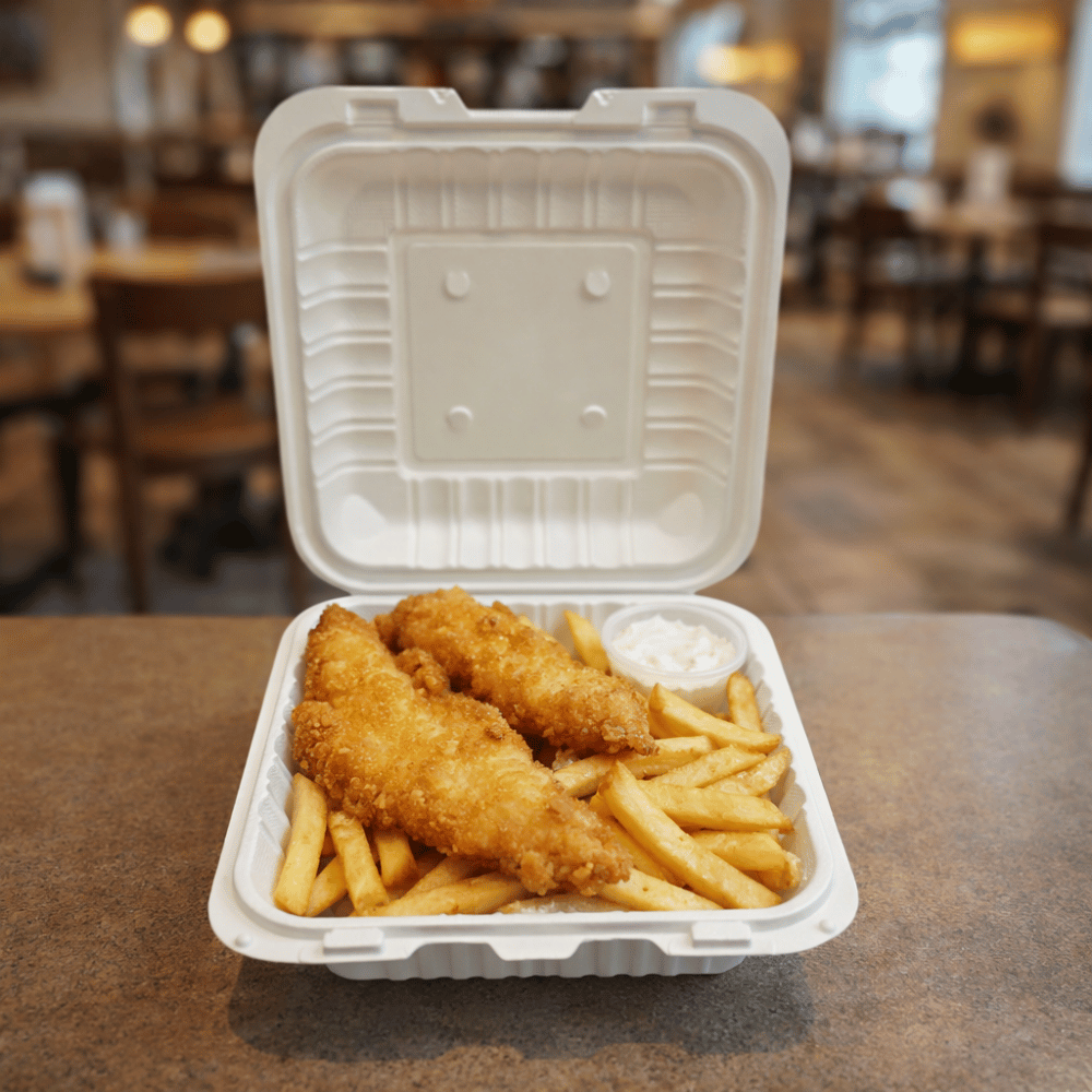 #61 | Récipient carré à clapet en PP pour micro-ondes avec trou d'aération | 6x6x3