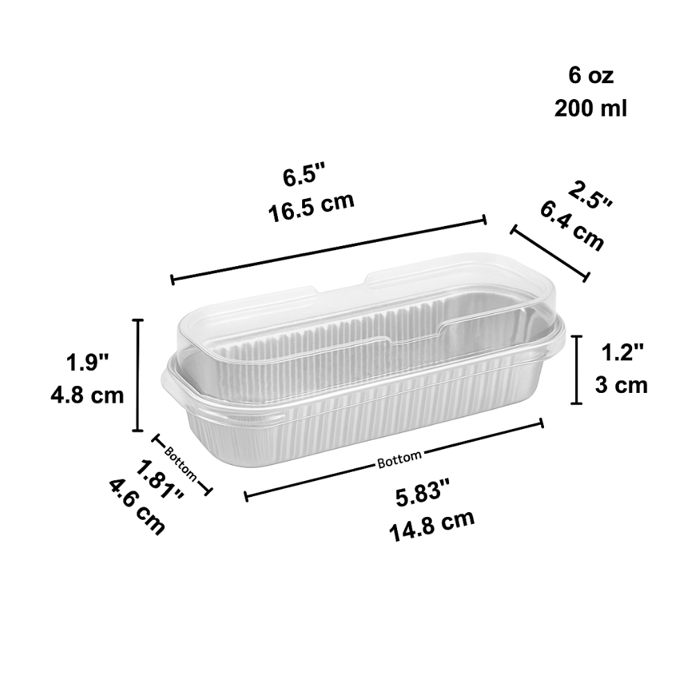 [Pre-order] 6oz Silver Aluminum Foil Mini Loaf Baking Pan W/ Clear High Lid-size