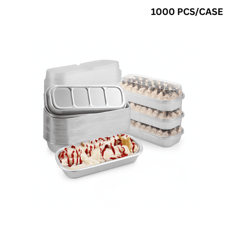 6oz Silver Aluminum Foil Mini Loaf Baking Pan W/ Clear High Lid (1000 Pcs/Case)