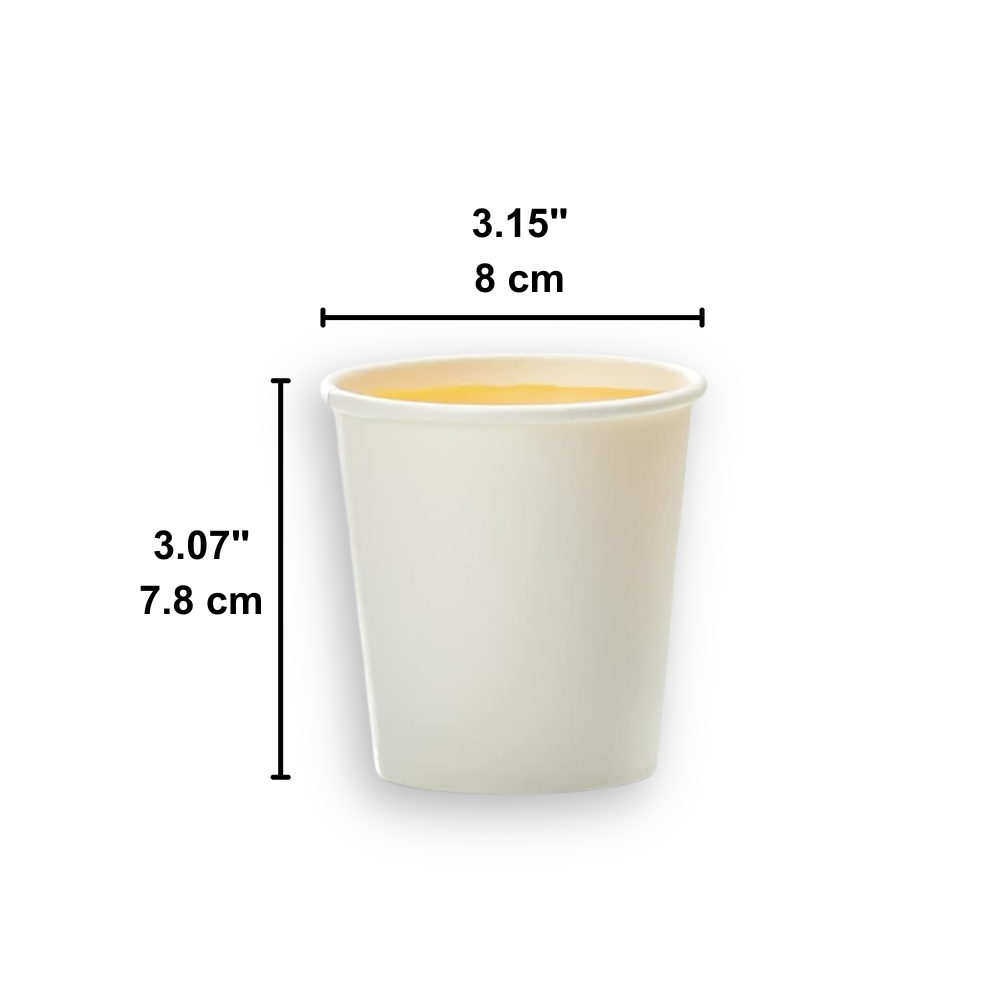 80721 | 6oz White Single Wall Paper Cup | 80mm - size