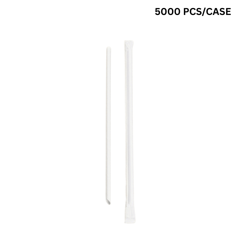 6x230mm diagonal cut white paper straws, eco-friendly biodegradable straws for bubble tea - individually wrapped 5000 pcs bulk pack