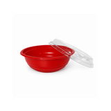 #700 | 24oz PP Red Donburi Bowl W/ PET Clear Lid - OPEN