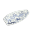 #7102 PET | Blue Maple Pattern Boat Sushi Tray W/ Lid | 15.5x7.87x2.55"