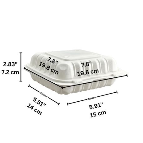 #781 | Microwavable PP Square Clamshell Container W/ Hole | 7.8x7.8x2.83" - size