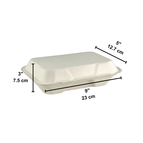 #80415 Sugarcane Clamshell Food Container size 9x5x3"