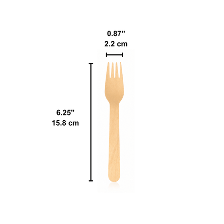 80681WP | 6.25" Individually Paper Wrapped Compostable Wooden Fork (1000 Pcs/Case) - size
