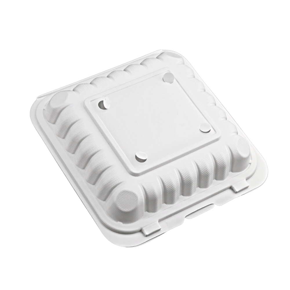 #81 | Microwavable PP Square Clamshell Container W/ Hole | 8x8x3