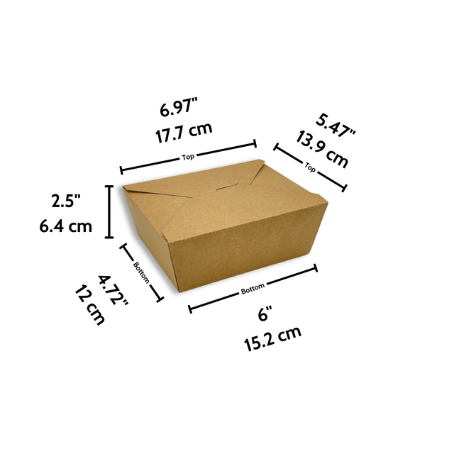 #8 | 45oz Kraft Foldable Paper Take Out Box | 6x4.72x2.5