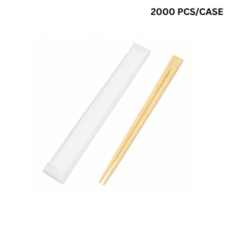8" Individually Paper Wrapped Bamboo Chopsticks (2000 Pairs/Case)