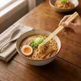 8" Individually Paper Wrapped Bamboo Chopsticks (2000 Pairs/Case) - in use Raman