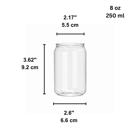 8oz Can-Shaped Clear PET Cup | 55mm Top (Base Only) - size