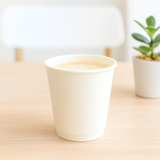 8oz White Double Wall Paper Hot Cup with hot coffee