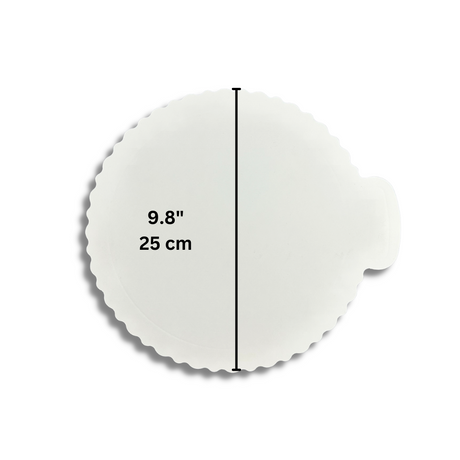 9.8" White Round Cake Paper Pad W/ Handle - 100 Pcs