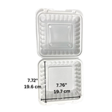 #91 | Microwavable PP Square Clamshell Container W/ Hole | 9x9x3" - open