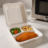 #93 PP Square Clamshell Container With Vent Hole 3 Compartment