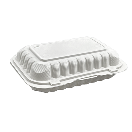 #96H | Microwavable PP Rectangular Clamshell Container W/ Hole | 9x6x3" - 150 Pcs