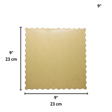 9" Square Thick Golden and Silver Paper Board For Cake