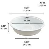 A-1200  40oz Microwaveable PP White Round Bowl (Base Only) - size