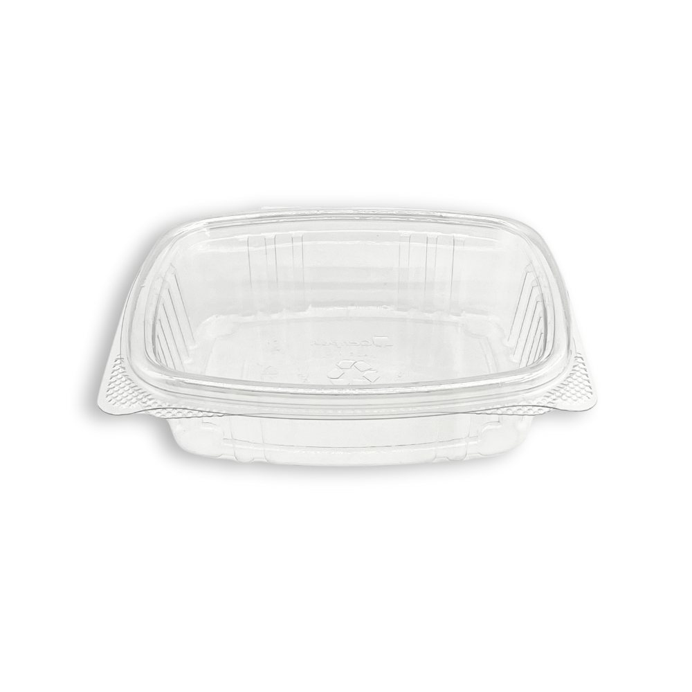 AD08 | 8oz PET Clear Rectangular Hinged Salad Container - front