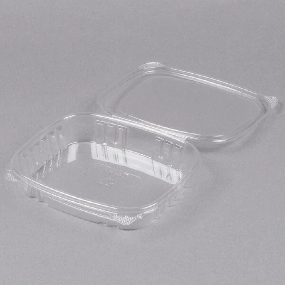 AD16S 16oz Clear Shallow Hinged Deli Container | 7.25x6.375x1"