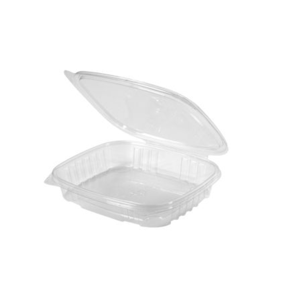 AD16S 16oz Clear Shallow Hinged Deli Container | 7.25x6.375x1"