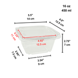 B07-OME-16ST | 16oz PET Clear Anti-fog Hinged Tamper Evident Salad Container - size