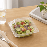 B07-OME-PET661 | Anti-fog Clear Hinged PET Container | 6x6x3"