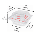 B07-OME-PET661 | Anti-fog Clear Hinged PET Container | 6x6x3"