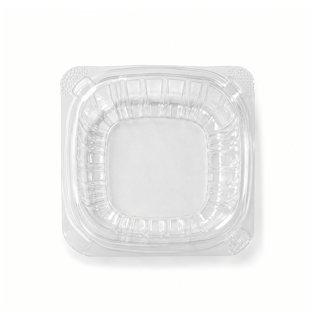 B07-OME-PET661 | Anti-fog Clear Hinged PET Container | 6x6x3"