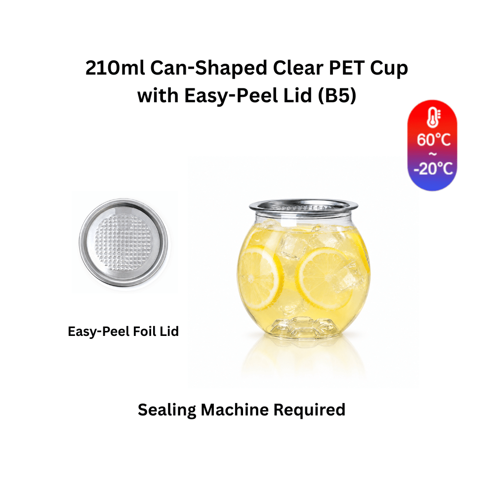 B5 | 7oz Can-Shaped Clear PET Cup W/ Easy-Peel Foil Lid - Feature