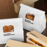 White Paper Bread Bag W/ Window & Tin Tie Tab Lock | 7.9x3.9x11" - with bread