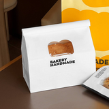 White Paper Bread Bag W/ Window & Tin Tie Tab Lock | 7.9x3.9x11" - with loaf
