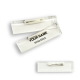 Blank Clear Acrylic Name Badge Holder W/ Pin | 2.76x0.79" - 10 Pcs