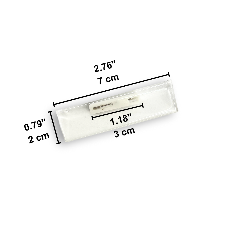 Blank Clear Acrylic Name Badge Holder W/ Pin | 2.76x0.79" - size