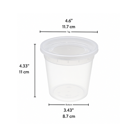 C-24 | TD 24oz Microwaveable PP Leak-resistant Translucent Deli Container W/ Lid - size