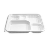 C01-OME-ATCLH32 | PP White Rectangular Bento Box | 5 Compartment (Base Only) - side