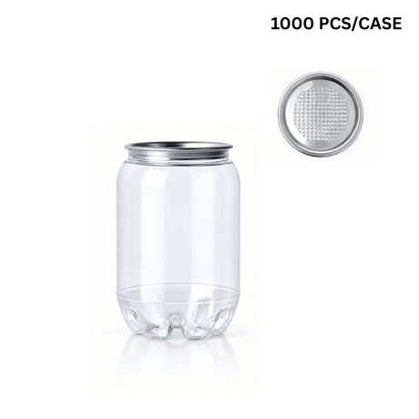 C3 | 8oz Can-Shaped Clear PET Cup W/ Easy-Peel Foil Lid (1000 Pcs/Case)