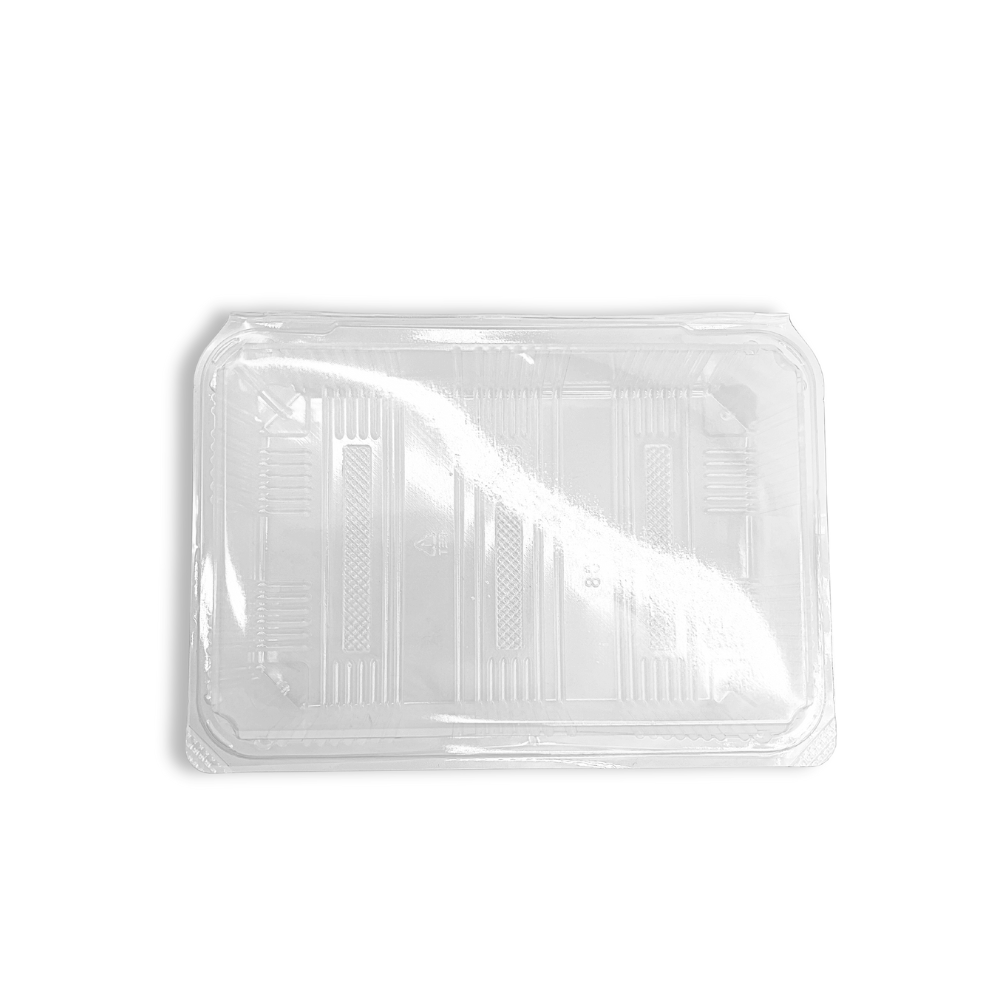 CC8 | Clear PET Rectangular Hinged Sushi Container | 8.47x6.1x1.57" - TOP