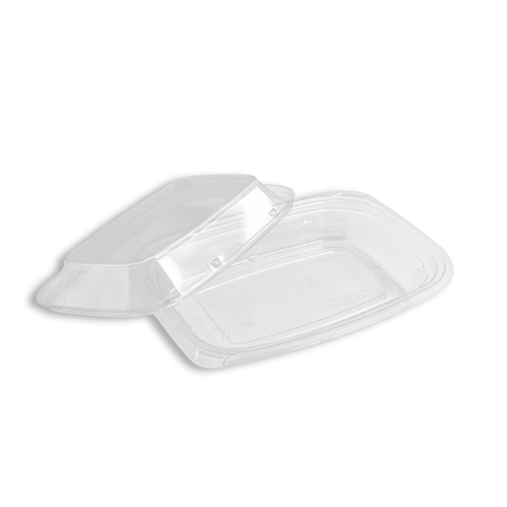CM325 Clear PET Rectangular Container W/ Lid | 6.18x4.61x1.57" - open