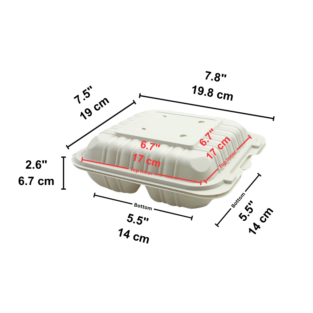 CY-783 | PP Clamshell Container W/ Vent Hole | 3 Compartment | 7.8x7.5x2.6