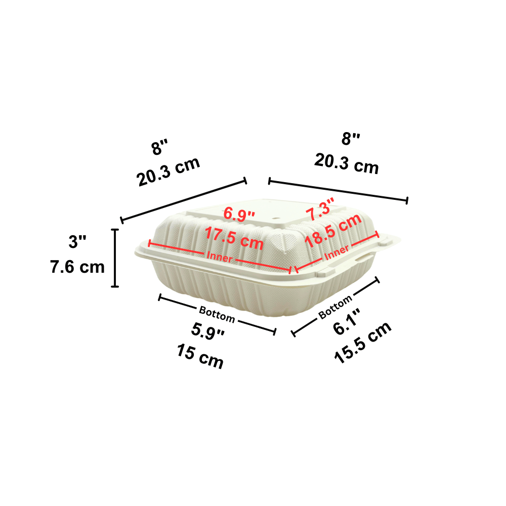 CY-81 | Microwavable PP Square Clamshell Container W/ Vent Hole | 8x8x3"