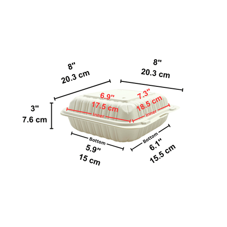 CY-81 | Microwavable PP Square Clamshell Container W/ Vent Hole | 8x8x3"