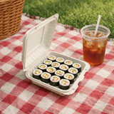 CY-81 | Microwavable PP Square Clamshell Container W/ Vent Hole | 8x8x3" - with sushi