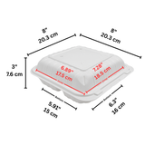 CY-83 | PP Square Clamshell Container W/ Vent Hole | 3 Compartment | 8x8x3"-size